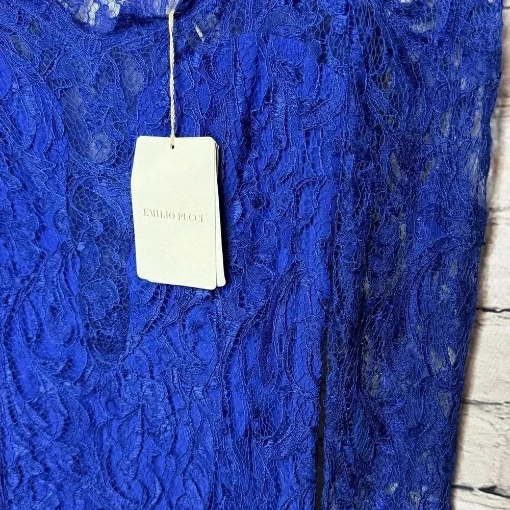NWT Emilio Pucci Neiman Marcus Lace Dress Cobalt Blue Size 6 Retail $2860 - Picture 2 of 14